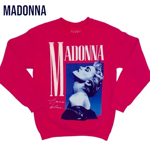 Madonna Tops Vtg Oversized Madonna Pink Crewneck Sweatshirt